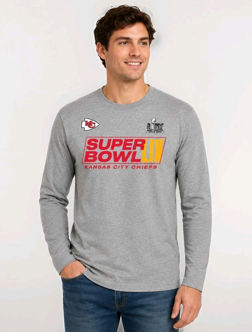 Fanatics Kansas City Chiefs Super Bowl LIX Roster Graphic T-Shirt Grey 2XL NWT
